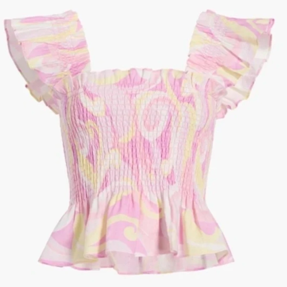 Hill House The Paz Nap Top Candy Kaleidoscope 100% Linen Top